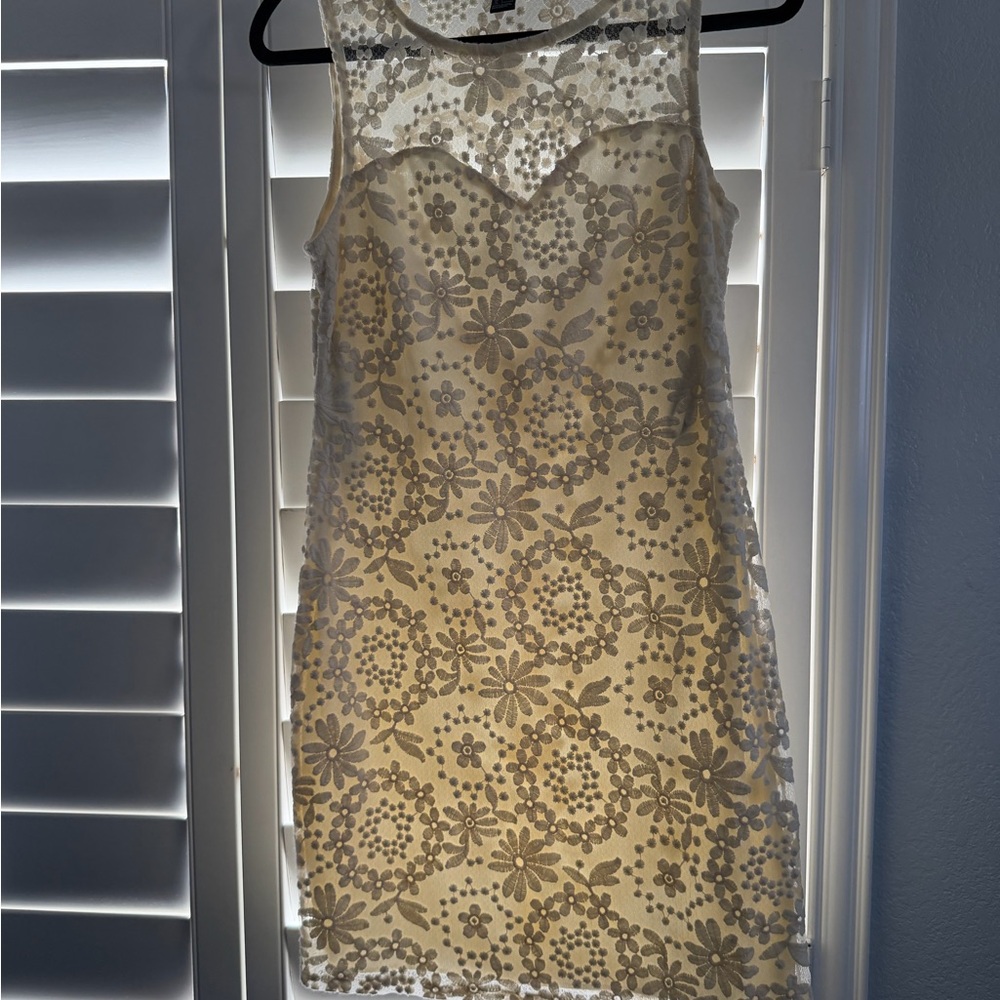Forever 21 Cream Floral Lace Mini Dress